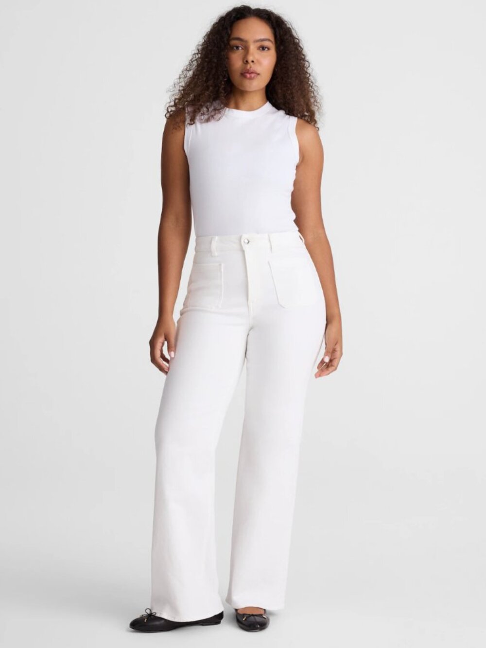 Madewell The Curvy Emmy Wide-Leg Jean 30 White Patch Pocket NEW